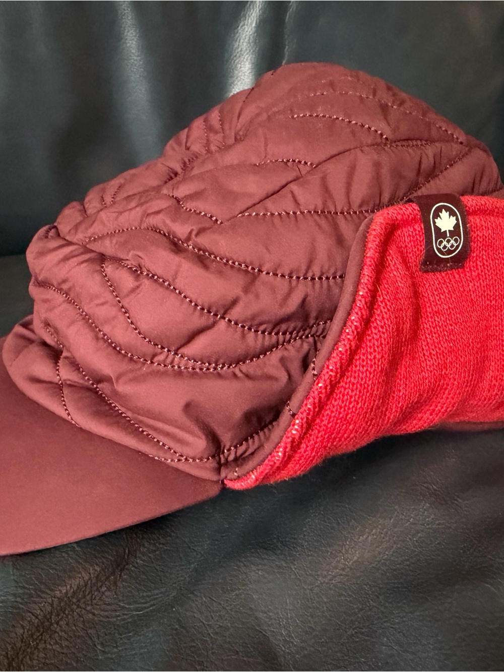 lululemon athletica Quilted Wine Red Brimmed Trapper Hat - Picture 9 of 14